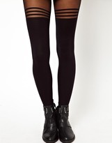 Thumbnail for your product : ASOS COLLECTION 40 Denier Tights With 3 Hoop Over The Knee Design