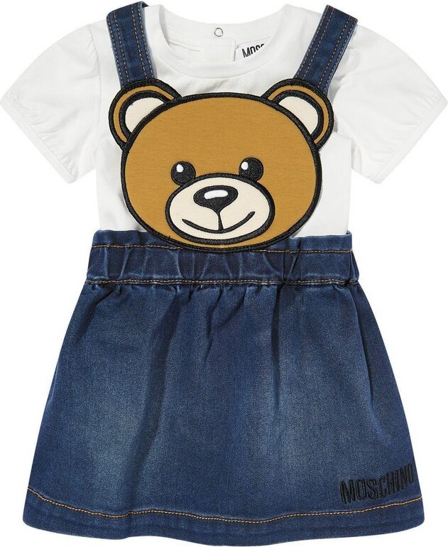MOSCHINO BAMBINO Teddy Bear-Applique Crewneck Skirt Set