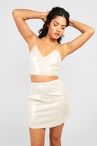 Thumbnail for your product : boohoo Sequin Curved Hem Mini Skirt