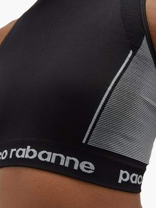 Paco Rabanne Bodyline Logo Jacquard Sports Bra - Womens - Black White