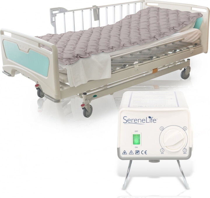 SereneLife Twin Size Inflatable Hospital Bed Bubble Pad Air Mattress w/ AC Pump