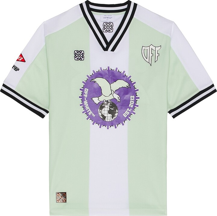 Off-White Cap 23 Soccer Short Sleeve Tee in White, Mint