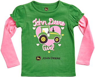 John Deere Green & Pink 'John Deere Girl' Layered Tee - Infant