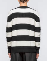 Thumbnail for your product : McQ Striped Cable Crewneck Sweater