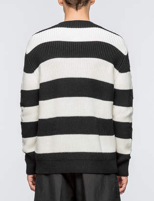 McQ Striped Cable Crewneck Sweater