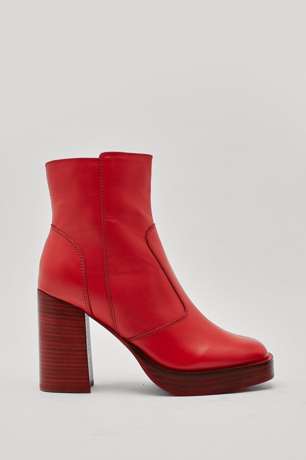 red high ankle boots