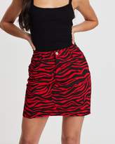 Thumbnail for your product : Missguided Zebra Print Denim Skirt