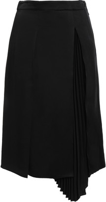 Proenza Schouler Asymmetric Pleated Satin-crepe Midi Skirt
