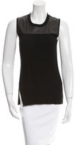 Thumbnail for your product : Reed Krakoff Leather-Accented Rib Knit Top