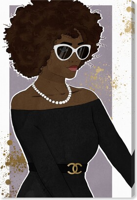 Oliver Gal Sunglasses and Pearls Woman Giclee Art Print on Gallery Wrap Canvas