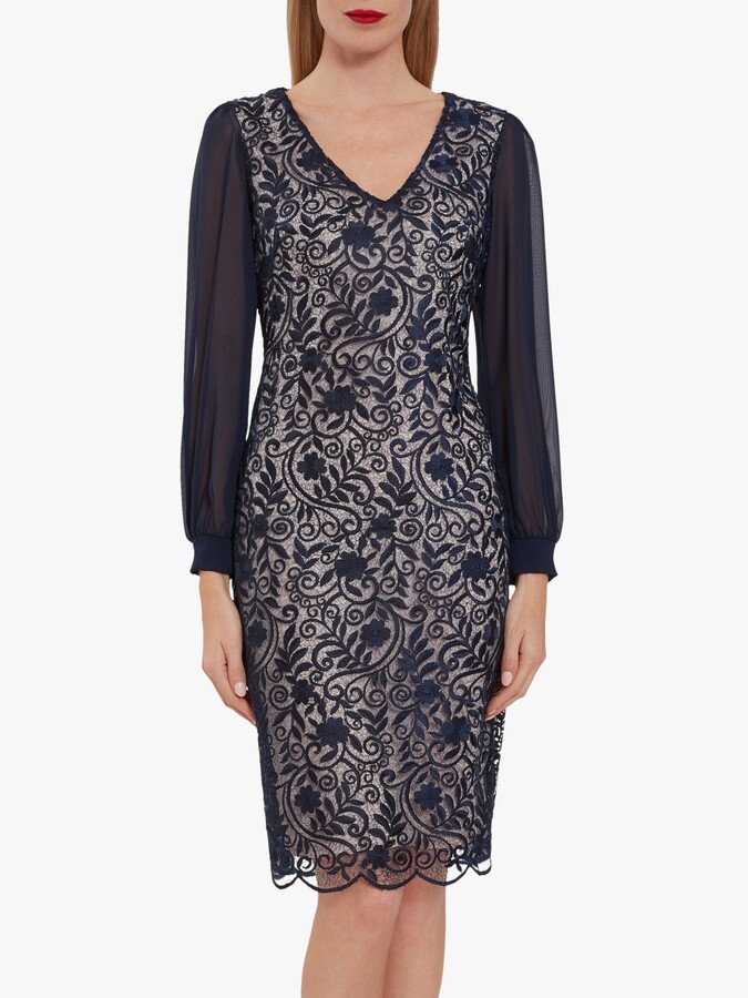 gina bacconi pink lace dress