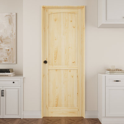 Win Stellar Pine Soild Wood 2-Panel Arched Panel Door Slab Interior With Door Jamb / Seal Strip
