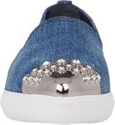 Thumbnail for your product : Miu Miu Crystal-Embellished Cap-Toe Sneakers-Colorless