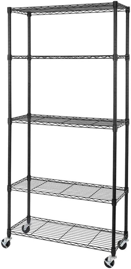 Seville Classics UltraDurable 5-Tier Commercial NSF certified Steel Wire Shelving System in Black (36 in. W x 14 in. D x 75 in. H)