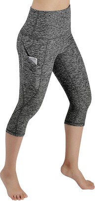 Voqeen Women's High Waist Yoga Pants Capri 3/4 Length Workout Running  Leggings with Pockets Tummy Control Fitness Exercise Cropped Tights-  Non-See-Through Fabric Grey - ShopStyle Activewear Trousers