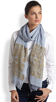 Thumbnail for your product : Tory Burch Silesa Embroidered Merino Wool Scarf