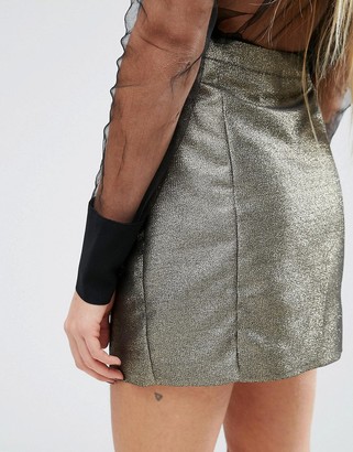 Fashion Union Metallic Mini Skirt