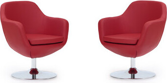 Manhattan Comfort Caisson Vegan Leather Upholstered Swivel Balloon Chair