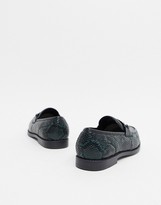 Thumbnail for your product : ASOS DESIGN loafers in faux snake effect leather with snaffle detail