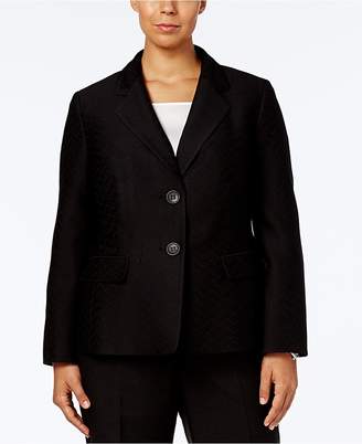 Le Suit Plus Size Two-Button Jacquard Pantsuit