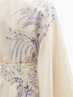 Carine Gilson Floral-print Silk-satin Robe - White Print