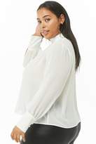Thumbnail for your product : Forever 21 Plus Size Sheer Chiffon Mock Neck Top