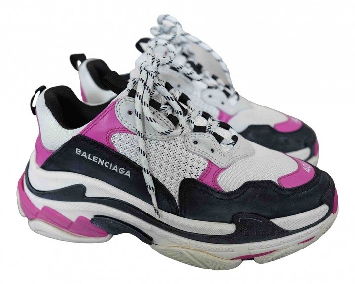 pink balenciaga shoes triple s