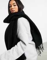 Thumbnail for your product : ASOS DESIGN supersoft long woven scarf with tassels in black