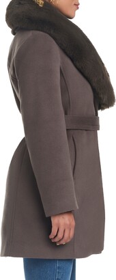 Vince Camuto Double Breasted Coat with Removable Faux Fur Collar
