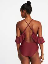 Thumbnail for your product : Old Navy Cold-Shoulder Swimsuit for Women