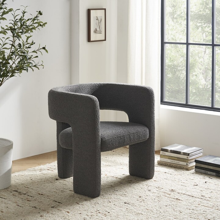 Castlery Dark Gray Boucle Armchair Set