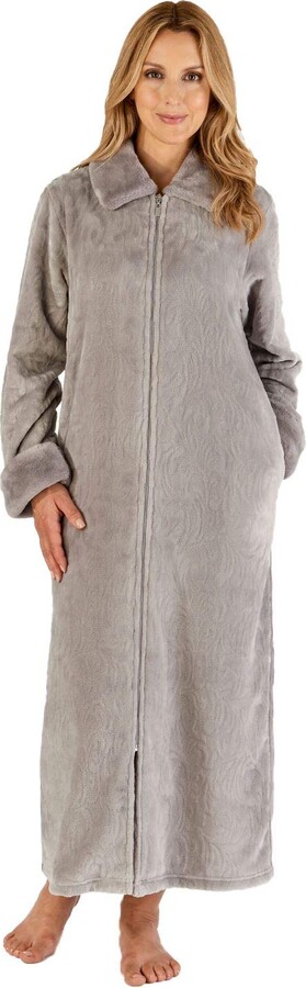 cotton zip up dressing gown