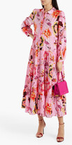 Thumbnail for your product : Diane von Furstenberg Gal tiered printed voile midi shirt dress