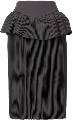 SHUSHU/TONG Pleated Peplum Midi-Skirt