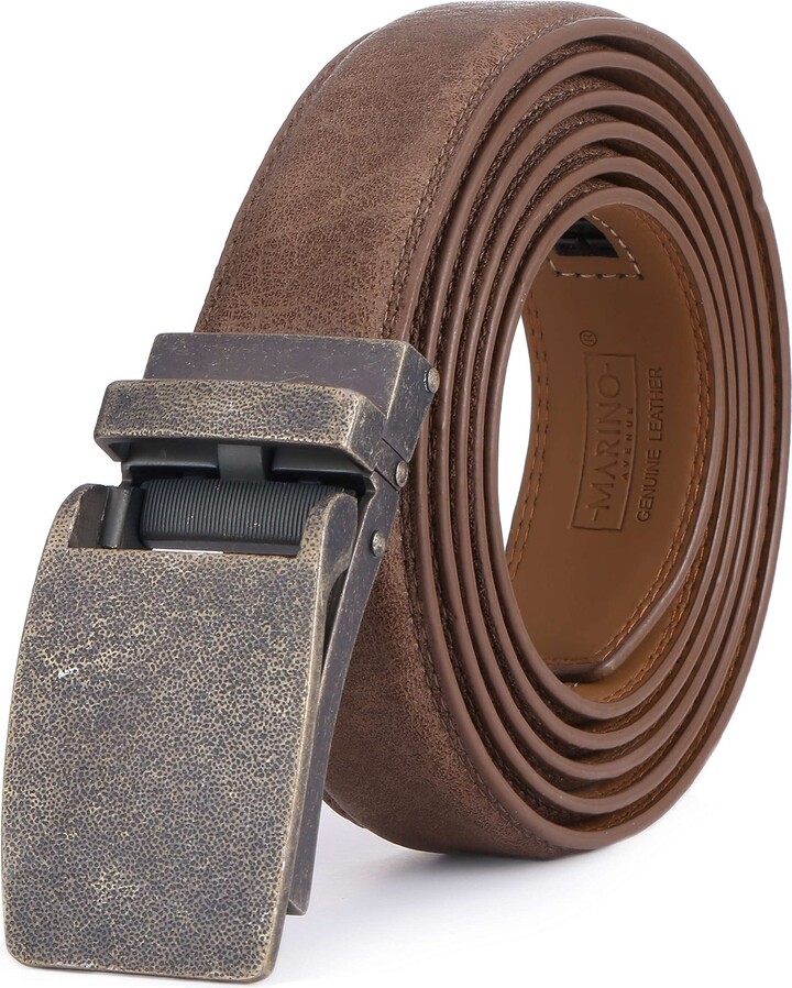 MARINO AVENUE Men’s Genuine Leather Ratchet Dress Belt with Linxx