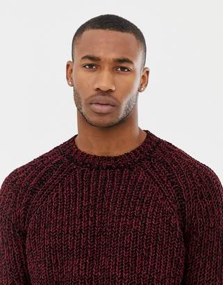 Pull&Bear chenille sweater in burgundy