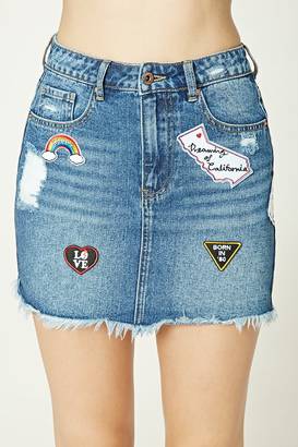 Forever 21 Patched Denim Mini Skirt