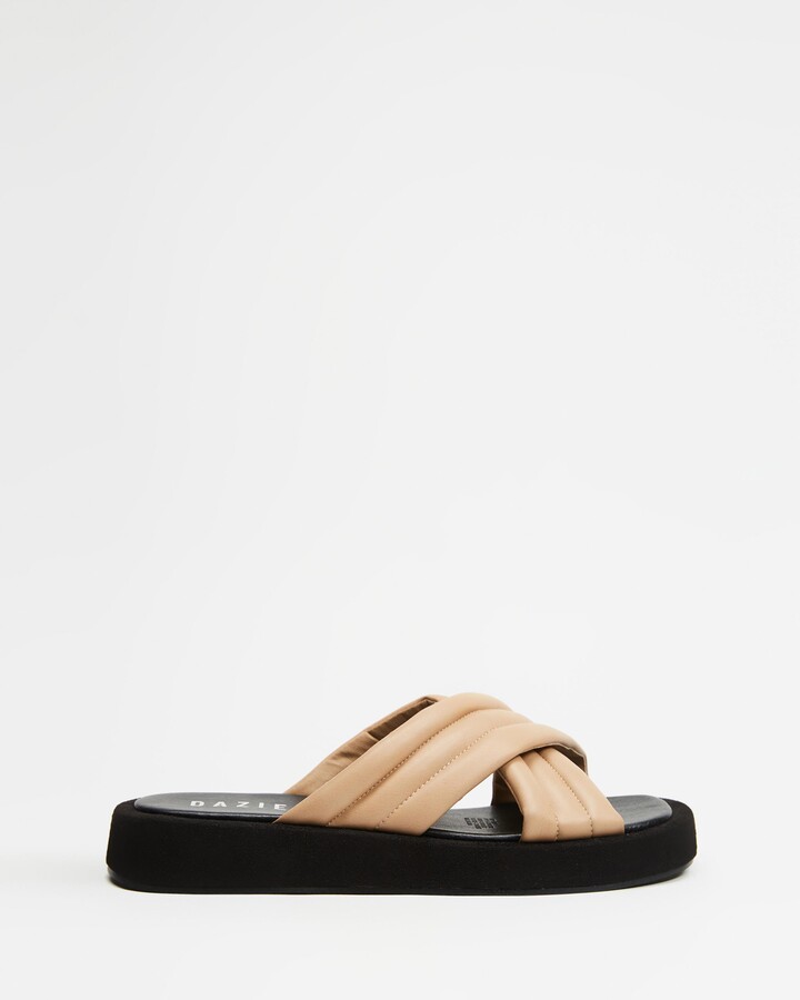 Dazie Women's Brown Flatforms Packer Slides ShopStyle