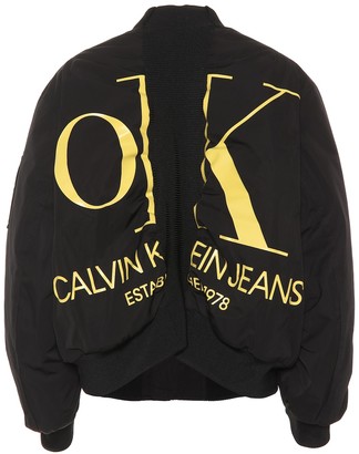 calvin klein jeans multi logo black puffer jacket