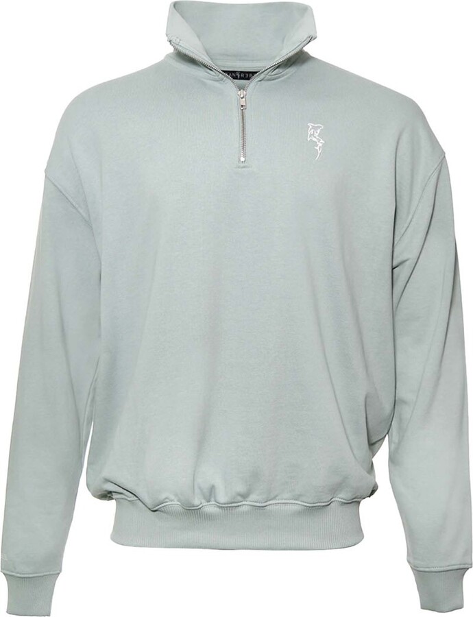 Ocean Rebel Men's Blue Oversized Quarter Zip Sweatshirt Aloe ShopStyle Jumpers & Hoodies