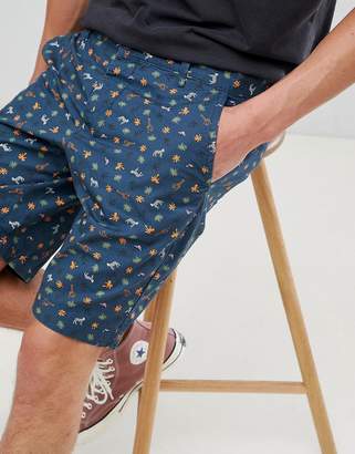 Benetton Slim Chino Shorts With Palm Tree Print