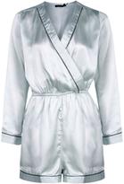 Thumbnail for your product : boohoo Ana Long Sleeve Satin Teddy With Contrast Piping