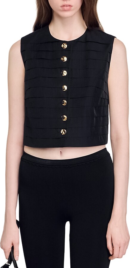Sandro Pleated Cropped Top