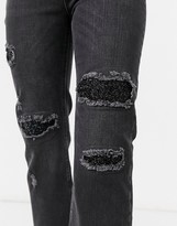 Thumbnail for your product : Ted Baker Sorenna distressed sequin detail mom jeans in black