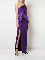 Thumbnail for your product : Marchesa Notte Embellished One Shouldered Evening Dress