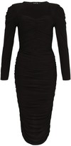 Thumbnail for your product : boohoo Padded Shoudler Ruched Midi Dress