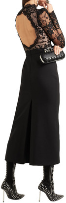 Alexander McQueen Open-back Lace And Wool-blend Crepe Midi Dress
