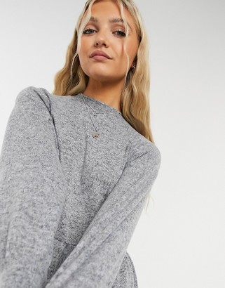 New Look cosy high neck sweat dress in grey