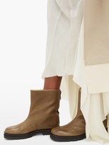 Thumbnail for your product : Maison Margiela Square-toe Leather And Shearling Boots - Khaki