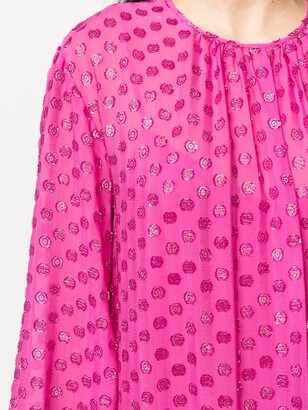 L'Autre Chose Polka-Dot Tiered Midi Dress